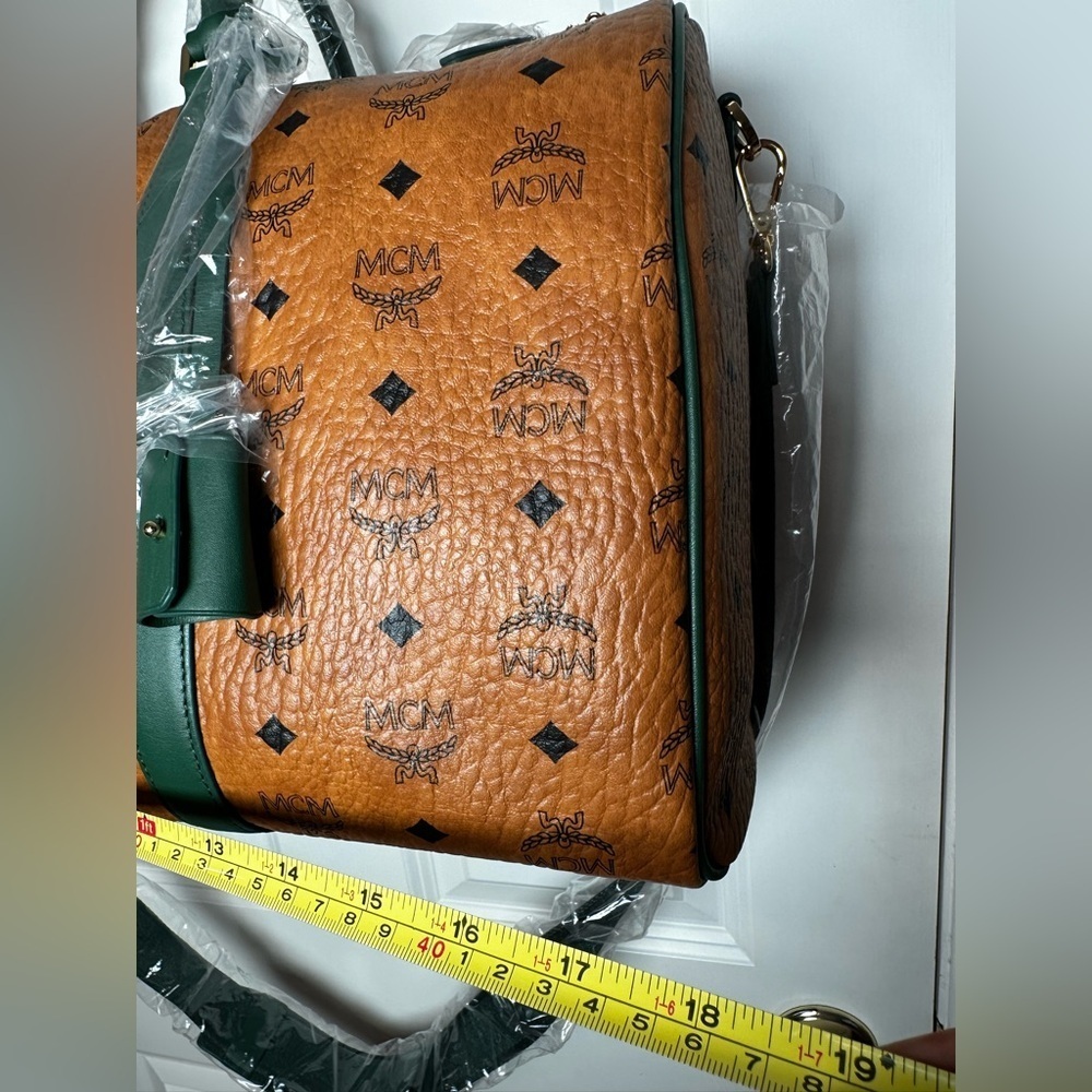 MCM Cognac and Forest Green Duffel Bag - Picture 9 of 17